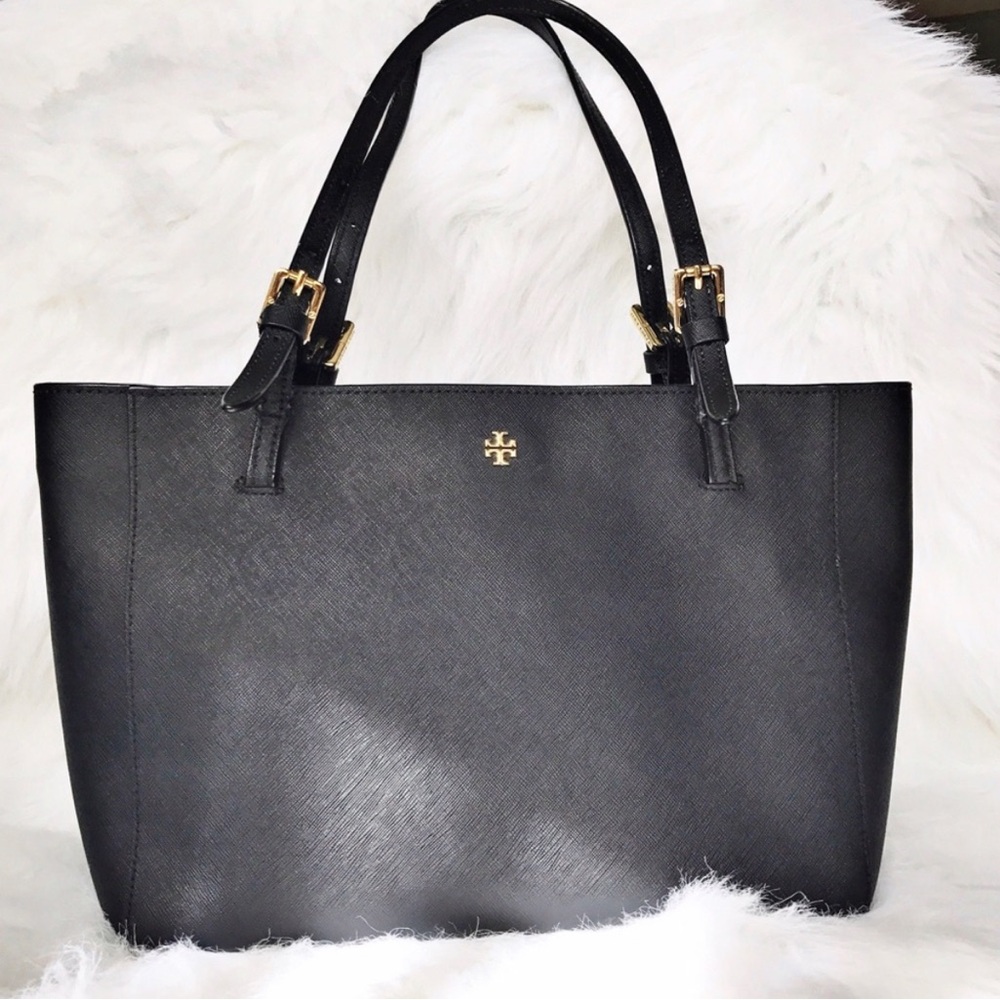TORY BURCH YORK SMALL BUCKLE TOTE BLACK